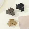Set of 3 small matte hair claws in black, grey, and khaki with floral design - Black Dark Gray Khaki 3D Flower (264)