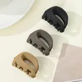 3-pack mini matte hair claw clips in black, brown, and khaki earth tones - Black Dark Coffee Khaki Crescent (261)