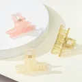 3-piece set of mini matte hair claws in pink, beige, and olive green for women - Pink Light Beige Olive Green Translucent (308A)