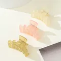 3-pack of small matte hair claw clips in pastel yellow, pink, and olive green resin - Light Yellow Pink Olive Green Wave (306A)