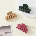Set of 3 matte mini hair claws in dark green, beige, and rose pink colors - Dark Green Beige Rose Red Matte (223A)