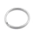 Macro detail of polished stainless steel key rings with durable flat double-loop structure - Round Style / 20mm (2.5mm Thick) 10 Pieces/Pack