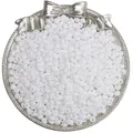 4mm white drop-shaped mineral glass seed beads displayed on a silver decorative tray - 4mm (Hole approx. 0.5mm, 10g/Pack, approx. 110pcs) / White