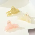 3-pack of mini matte hair claws in yellow, beige and pink with floral wheat patterns - Yellow Off White Pink Wheat Ear Shape (346B)