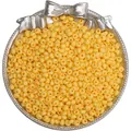 Bright yellow 4mm glass seed beads for DIY jewelry making displayed on a silver tray - 4mm (Hole approx. 0.5mm, 10g/Pack, approx. 110pcs) / Gold