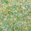 Peanut-shaped acrylic beads in matte sea salt green and yellow with gold foil accents - 4x6mm (Approx. 105 Pcs) / Qing Huang Bu Jie (Green Yellow White Gold Series)