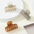 Set of 3 small matte hair claws in champagne, grey, and amber resin finishes - Champagne Gray White Deep Amber Mix (223F)