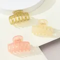 3-pack matte mini hair claws in olive green, pale yellow, and coral pink resin - Olive Green Light Yellow Coral Pink Translucent (223E)