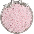 Round 4mm pink opaque glass seed beads for DIY jewelry making in silver bow tray - 4mm (Hole approx. 0.5mm, 10g/Pack, approx. 110pcs) / Pink