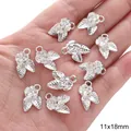 Silver-finished 11x18mm rose flower alloy pendants for DIY jewelry making - Lotus Style