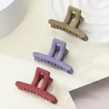 Set of 3 matte mini hair claws in khaki, purple and dark red colors for women - Khaki Purple Dark Red Matte (308B)