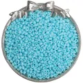 Matte light blue 4mm glass seed beads for DIY jewelry making in a silver metal tray - 4mm (Hole approx. 0.5mm, 10g/Pack, approx. 110pcs) / Dark Blue