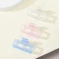 3-pack of small matte rectangular hair claws in white, pink, and light blue colors - Matte White Soft Pink Sky Blue Rectangle (377B)