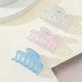 3-pack of small matte hair claws in light blue, pink, and frosted white colors - Light Blue Light Pink Matte White (223G)