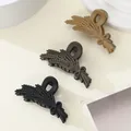 Set of 3 matte ear-of-wheat hair claws in black, grey, and khaki with bow detail - Black Dark Gray Khaki Wheat (346A)