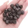 Deep brown octagonal 10mm wooden beads with natural grain for DIY jewelry making - 10mm / Dark Coffee
