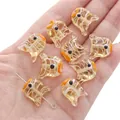 Perline a forma di pesce in vetro ambrato con strisce bianche per gioielli fai da te - 18x15mm (Confezione da 1) / Giallo Beige