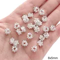 Set mit 8x5mm Blumen-Zwischenperlen aus Silberlegierung für DIY Schmuckherstellung - Doppelseitige Blumenperle (21) / 10 Stück/Packung (8x5mm) / Silber