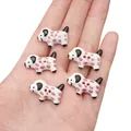 Five-piece set of white ceramic cartoon dog buttons with pink polka dots for DIY crafts - Pink Spotted Dog