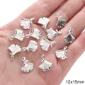 Silberne Ginkgoblatt Anhänger 12x15mm für DIY Schmuckherstellung aus poliertem Metall - Ginkgoblatt-Anhänger (23) / 10 Stück/Packung (12x15mm) / Silber