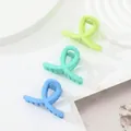 3-piece set of mini matte hair claw clips in sky blue, mint, and lime green shades - Sky Blue Mint Neon Green Cross (307D)