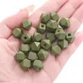 Olive green 10mm faceted octagonal wooden beads for DIY handmade jewelry crafting - 10mm / Olive Green