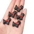 Cute black puppy ceramic button with red bowknot for DIY clothing and jewelry - Black Westie
