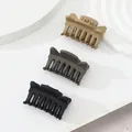 3-pack of small matte hair claws in khaki, olive grey, and black colors for girls - Khaki Dark Olive Gray Black Wave (230)