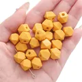 Octagonal 10mm faceted wood beads in yellow finish for DIY jewelry making - 10mm / Ginger Yellow