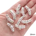 Set mit 26mm silbernen hohlen Blumen-Metallperlen für DIY-Schmuck und Bastelarbeiten - Geschnitztes Drei-Wege-Stück (27) / 5 Stück/Packung (26mm) / Silber