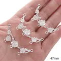 Silberner Blumenanhänger für DIY-Schmuck, 47mm Blütenverbinder für Armbänder - Pflaumenblüten-Armband-Teil (30) / 1 Stück/Packung (47mm) / Silber