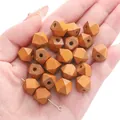 Handheld 10mm octagonal faceted wooden beads with light brown finish for DIY jewelry - 10mm / Reddish Brown