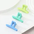 3-piece set of small matte hair claws in shades of green and blue with hollow design - Lime Green Mint Light Blue Matte (308F)