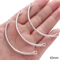 Drei Stück 63mm silberne gebogene Röhrchen-Verbinder für DIY-Schmuckherstellung - Glattes Armband-Teil (31) / 1 Stück/Packung (63mm) / Silber