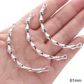 Silberne Bambus Gliedverbinder für DIY Schmuckherstellung 61mm Länge 3 Stück - Bambus-Stil-Armband-Teil (32) / 1 Stück/Packung (61mm) / Silber