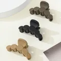 Set of 3 small matte hair claws in black, khaki, and dark brown geometric design - Black Khaki Dark Brown Geometric (311)