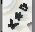 3-pack small matte black hair claws in butterfly flower and hollow shapes for women - Three Piece Black Matte Shaped Mix (1038 Black)