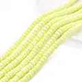 Perline piatte tonde in argilla polimerica a righe giallo neon e bianco per bracciali - 6x3mm Foro circa 1mm 39cm/Filo circa 110pz / Giallo