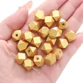 Faceted 10mm golden geometric wooden beads for DIY handmade jewelry and necklaces - 10mm / Gold