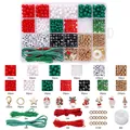 Christmas DIY jewelry kit with acrylic letter beads and festive charms in a plastic box - Merry Christmas Multi Grid Set / Christmas Series Merry Christmas