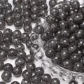 Sparkling dark gray resin beads with silver glitter for DIY jewelry bracelet making - 8mm (1.5mm Aperture) 20 Pieces/Pack / Black