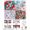 Kit bijoux de Noël avec perles acryliques rouges et vertes et charms en boîte - Set de Noël Perles Alphabet Pâte Polymère