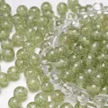 Sparkling olive green resin beads with silver glitter for DIY jewelry making - 8mm (1.5mm Aperture) 20 Pieces/Pack / Green