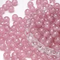 Beautiful 8-10mm pink glitter resin round beads for DIY bracelet and jewelry making - Pink