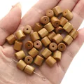 Perles cylindriques en bois naturel 8x8mm avec grain visible pour la création de bijoux - 8x8mm, Trou env. 1mm, 10 pcs/paquet / Bois de santal doré