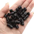Perles baril en bois d'ébène noir 8x8mm pour la fabrication de bijoux DIY et l'artisanat - 8x8mm, Trou env. 1mm, 10 pcs/paquet / Ébène
