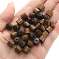 Perles en bois naturel en forme de barillet sur une aiguille pour le bricolage manuel - 8x8mm, Trou env. 1mm, 10 pcs/paquet / Palissandre noir