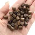 8x8mm dark brown wood barrel beads with natural grain pattern for jewelry making - Wenge Wood