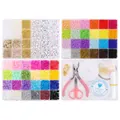 Sieraden maken set met 24 kleuren glaskralen en kleischijfjes inclusief gereedschap - Effen Kleurenkit Met Opbergdozen En Handgereedschap