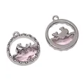 Ronde dolfijn hanger met roze kristal en zilveren legering frame voor DIY sieraden - Walvis Stijl (05)